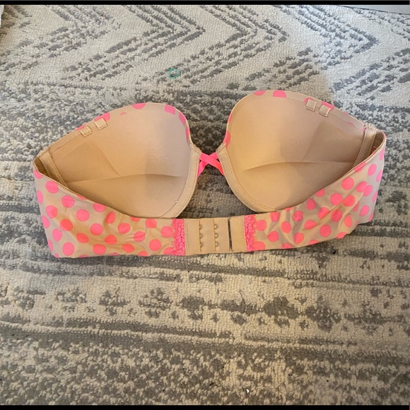 Aerie strapless bra - nude with hot pink polka dots - 36B - Picture 2 of 4